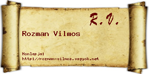 Rozman Vilmos névjegykártya